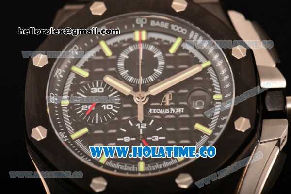 Audemars Piguet Royal Oak Offshore Chrono Clone AP Calibre 3126 Automatic PVD Case with Black Dial and Green Stick Markers (EF) - Click Image to Close